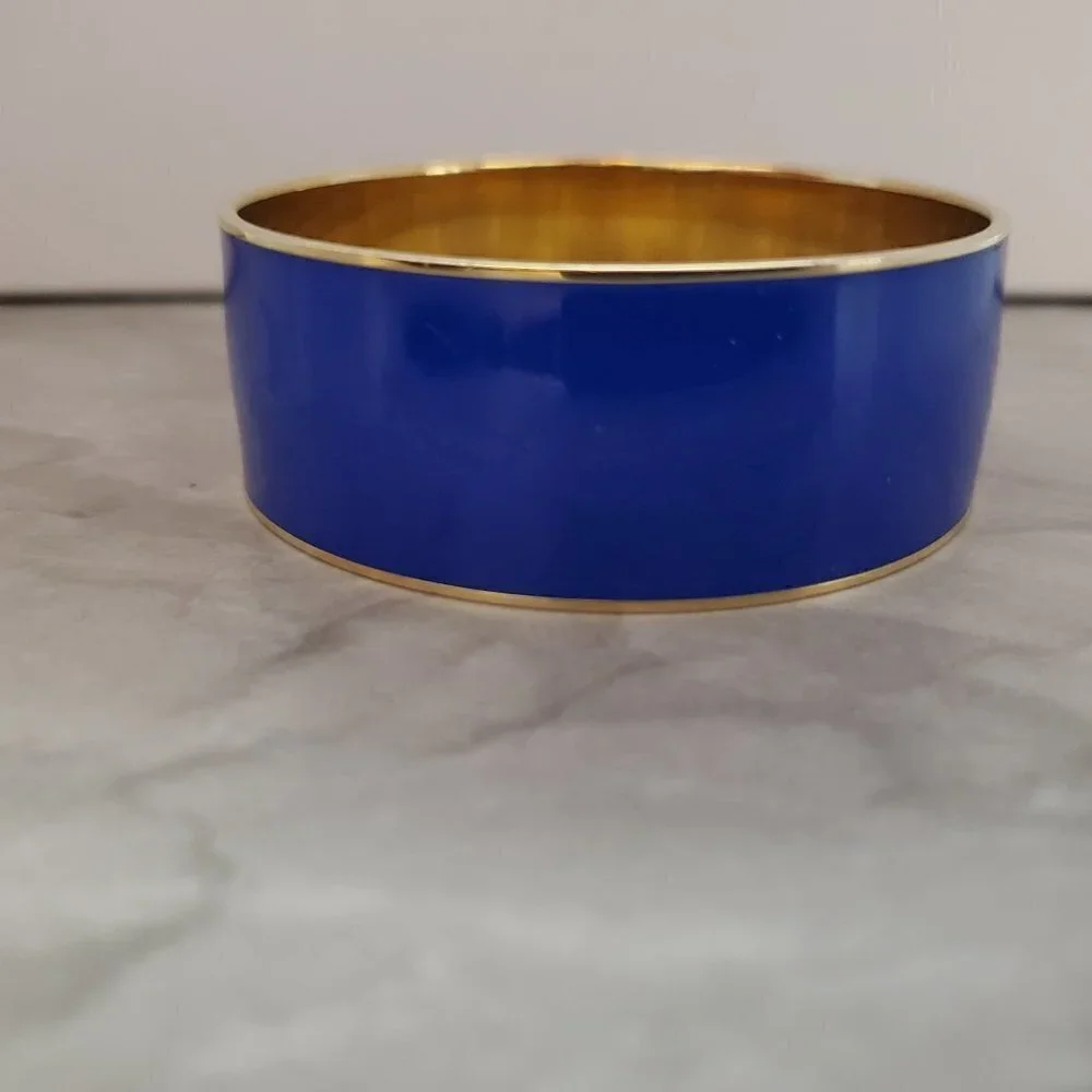 💙 Vintage Y2k 00s 2000's J.Crew Dark Blue Thick Wide Bangle 💙 - Picture 5 of 9